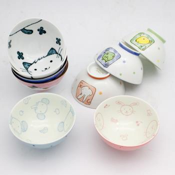 日本原裝進口美濃燒陶瓷碗日式卡通飯碗兒童家用米飯碗可愛小碗