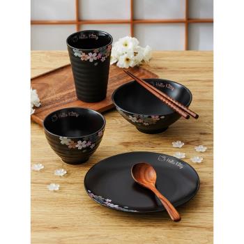 helloKitty日式復古櫻花碗單個家用碗碟套裝創意陶瓷飯面碗吃飯碗