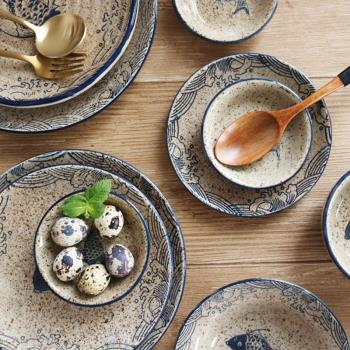 陶瓷日式復古家用餐具碗碟套裝
