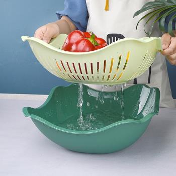 雙層方圓濾水篩框塑料滴水籃果籃多用洗菜籃果蔬漏盆洗水果瀝水籃