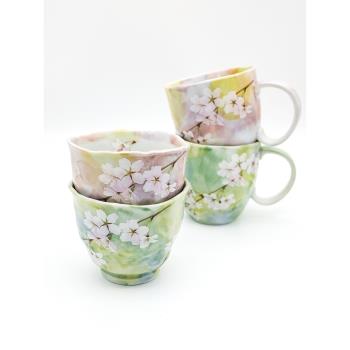 日本制美濃燒櫻花陶瓷紅茶咖啡飲料馬克杯湯吞手握杯煎茶拿鐵杯
