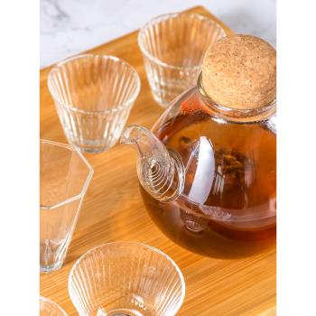 日式家用耐高溫透明玻璃泡茶壺茶杯茶具套裝煮茶壺蠟燭加熱花茶壺