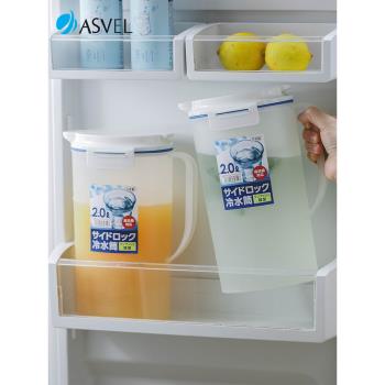 日本進口asvel冷水壺家用耐熱水瓶塑料密封大容量冰箱果汁涼水杯