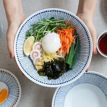 水玉十草 日本制藍十草陶瓷餐盤 米飯碗菜盤湯面碗沙拉缽深盤湯盤