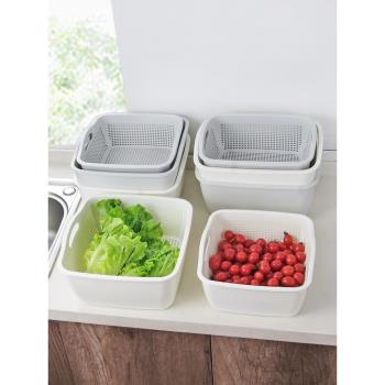 廚房雙層瀝水籃收納筐家用塑料大號洗菜盆神器濾水籃水果盤菜籃子