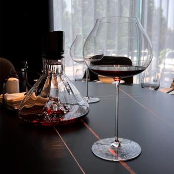 法式勃艮第紅酒杯國產人工吹制水晶玻璃葡萄酒杯高顏值大肚高腳杯