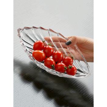 水晶玻璃小碟盤子樹葉葉子玻璃盤位上果盤水果碟精致果盤小水果盤