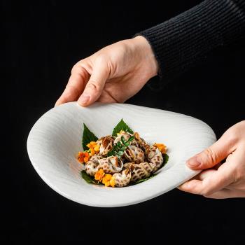 創意法式菜盤不規則陶瓷湯盤子意境冷菜盤擺盤西餐廳酒店異形餐具