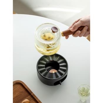 玻璃壺花茶綠茶壺蠟燭溫茶座加熱保溫陶瓷底座粗陶日式溫酒暖茶器
