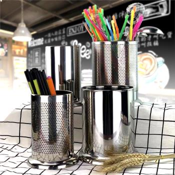 不銹鋼筷子筒筷籠奶茶店吸管筒桶家用放筷子盒勺筷筒置物架瀝水架