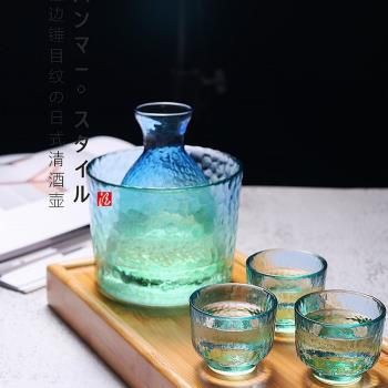 日式手工雙彩家用燙酒壺玻璃