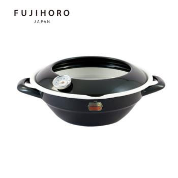 【FUJIHORO 富士琺瑯】琺瑯炸鍋(附溫度計)24cm-黑