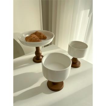 態生活創意陶瓷法式復古高腳杯水杯咖啡杯子復古餐具碗盤高腳盤子