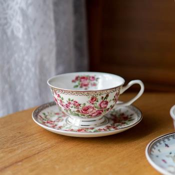 出口余單復古歐式宮廷風薔薇骨瓷咖啡杯下午茶紅茶杯碟金邊茶杯碟