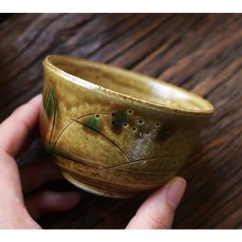 美濃燒日本制草文家用茶杯