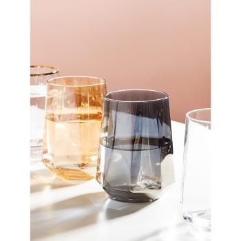 北歐炫彩玻璃杯網紅ins風家用喝水杯子威士忌酒杯果汁杯冷熱飲杯