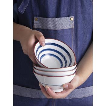和風四季日式手繪釉下彩陶瓷碗5英寸斗笠飯碗甜品碗湯碗家用禮盒