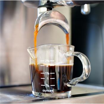 玻璃小奶盅罐意式濃縮咖啡萃取雙嘴迷你刻度量杯奶缸帶刻度盎司杯