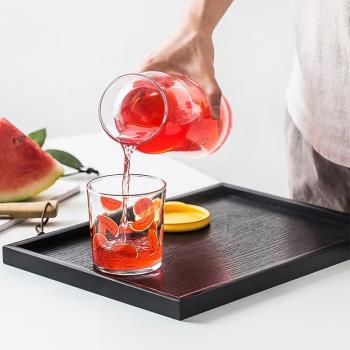 日式黑色長方形茶盤木質水杯托盤創意北歐簡約實木茶具盤水果盤子