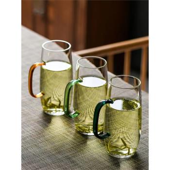 帶把玻璃杯綠茶杯辦公室水杯耐熱家用茶杯專用龍井猴魁高階泡茶杯
