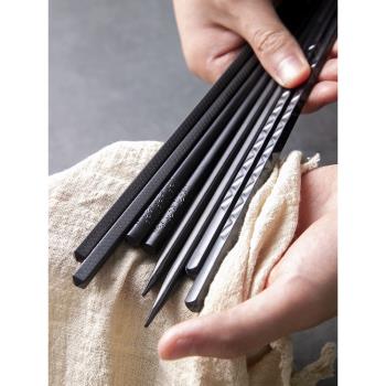 和風四季日式創意合金筷尖頭筷防霉商用家用防滑筷耐高溫便攜筷子