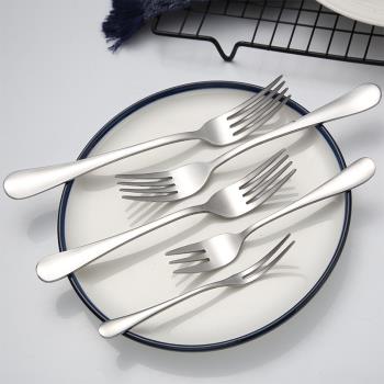 西餐餐具小叉子創意長柄不銹鋼叉子水果叉成人主餐勺家用勺子長柄