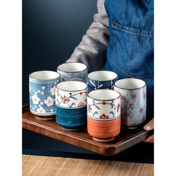 日式和風陶瓷茶杯手繪復古酒杯小茶杯喝茶彩繪水杯杯子圍爐煮茶