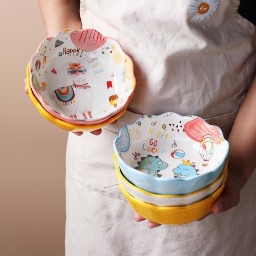 空氣炸鍋專用碗可愛陶瓷沙拉碗家用甜品碗創意釉下彩網紅卡通烤碗
