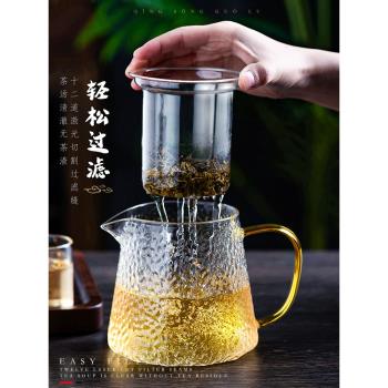 日式茶壺玻璃錘紋水壺單壺家用煮茶耐高溫花茶茶具套裝過濾泡茶壺