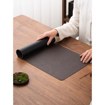 現代中式防水皮革茶席禪意簡約皮質防水茶桌布家用桌旗干泡茶盤墊