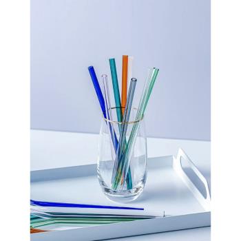 玻璃吸管耐熱非一次性彩色吸管彎頭創意水杯飲料奶茶吸管攪拌管