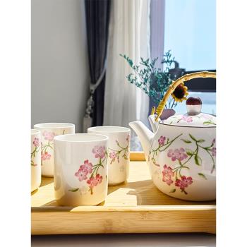 精美陶瓷茶壺套裝養生田園花朵家用耐高溫大容量下午茶客廳辦公室