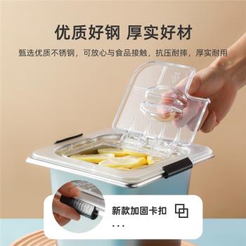 不銹鋼份數盆商用長方形果醬盒奶茶店專用帶蓋方盆珍珠小料分數盒