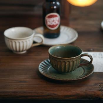 玩物志日式粗陶手沖咖啡杯碟手工掛耳陶瓷杯180-300ML紅茶杯復古