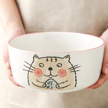 日式卡通釉下彩碗碟套裝碗家用2023新款湯碗家用大號微波爐專用的