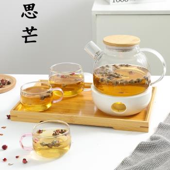 精致下午茶茶具套裝家庭蠟燭加熱泡花茶壺北歐耐熱玻璃煮水果茶壺