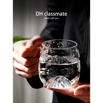 DH·glass高顏值家用玻璃杯耐熱高溫咖啡杯日式帶把高檔花茶水杯