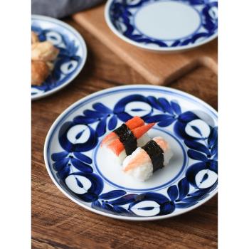 日本進口有田燒波佐見燒手繪藍海草陶瓷橢圓盤湯盤魚盤7寸8寸盤子