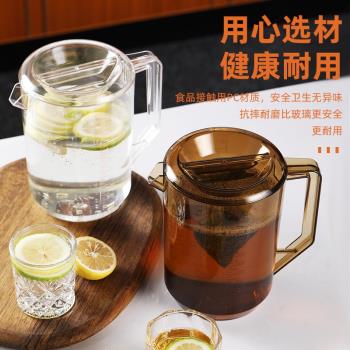 PC亞克力塑料冷水壺超大容量透明奶茶店專用泡茶壺食品級茶色量杯
