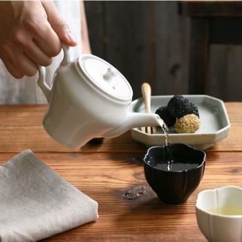 日本進口Studio M陶瓷茶壺帶濾網沖泡壺雅致花型手握茶水杯茶具