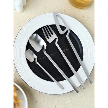韓式ins風小眾設計可懸掛邊刀叉勺4件套304不銹鋼創意日式簡約餐