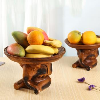 泰國實木創意輕奢大象果盤家用客廳茶幾過年零食擺盤新中式水果盤