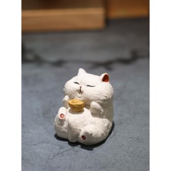 亦合紫砂茶寵招財貓精品可養趣味可愛小貓咪茶具配件茶桌面擺件