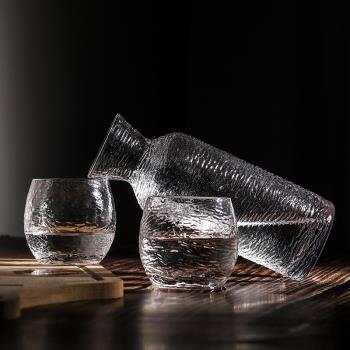 日式酒具套裝錘紋玻璃白酒杯家用果酒杯透明清酒壺梅酒黃酒米酒杯