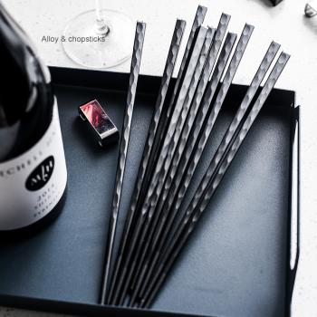 消毒機專用合金筷子家用個性創意日式防滑家庭裝快子韓版尖頭筷子
