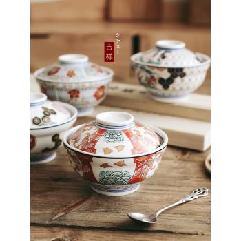 復古日式陶瓷燉盅陶瓷耐熱帶蓋隔水燉家用燉燕窩燉盅碗小號瓦罐
