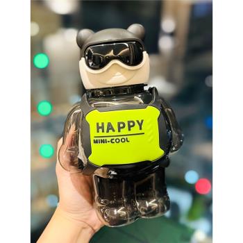 可愛卡通小學生兒童吸管杯少女心潮玩隨手杯便攜戶外塑膠防摔水杯