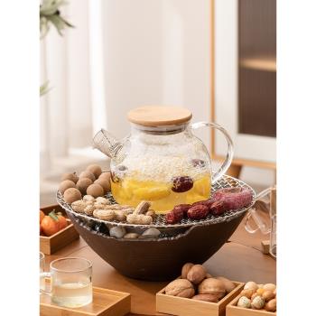 圍爐煮茶壺玻璃冷水壺大容量養生水果花茶壺家用耐高溫泡茶具套裝