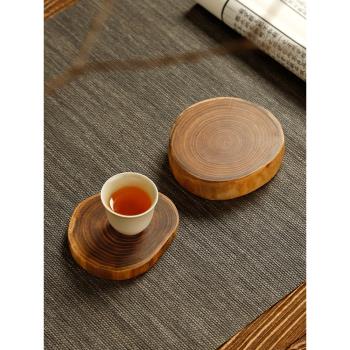 創意實木茶杯墊復古酸枝木茶托家用隔熱餐墊防燙茶墊子手工茶壺墊