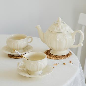 復古宮廷風下午茶壺陶瓷法式茶具套裝輕奢巴洛克浮雕咖啡杯碟家用
